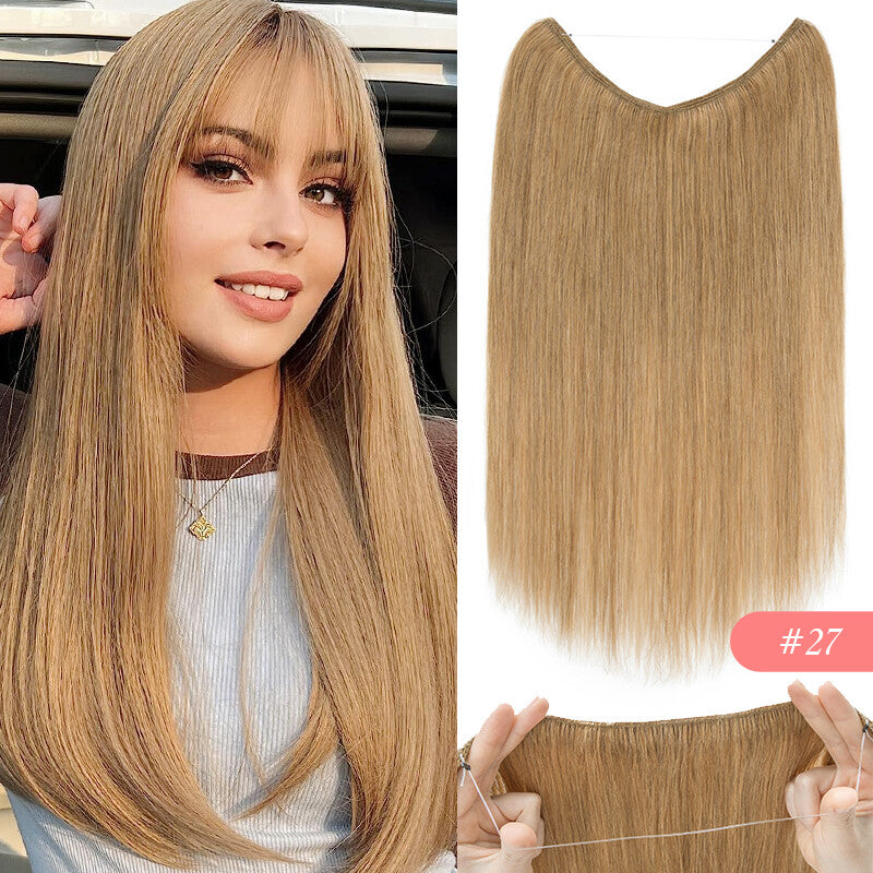 Thick Clip-In Remy Human Hair Extensions Headband Hairpiece & Ring