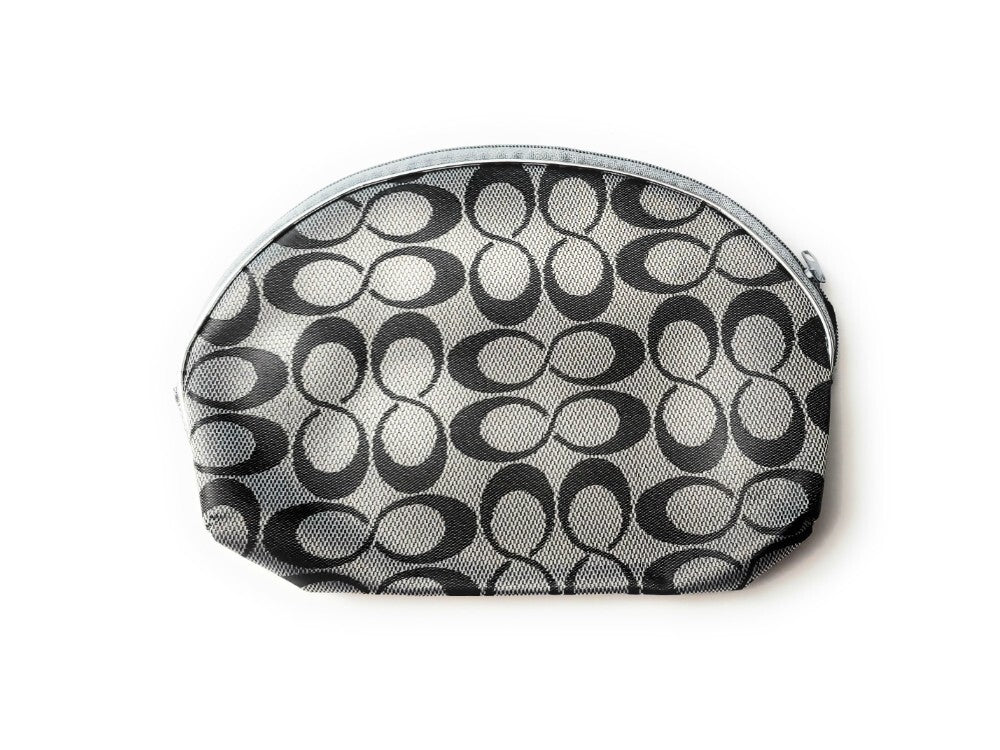 Gray Infinity Pattern Large Zipper Cosmetic Bag - All Purpose Travel Organizer