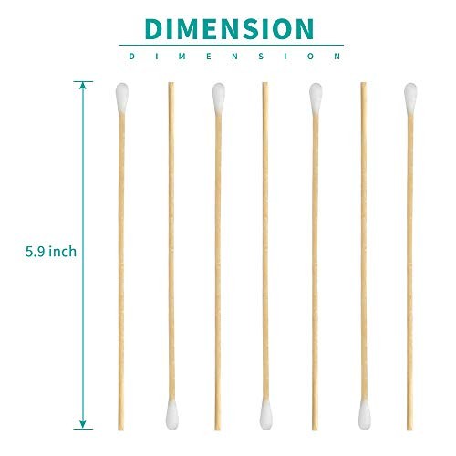 Long Cotton Swabs with Wooden Handles - 6 Inch Cleaning & Makeup Applicators, 200 Pack