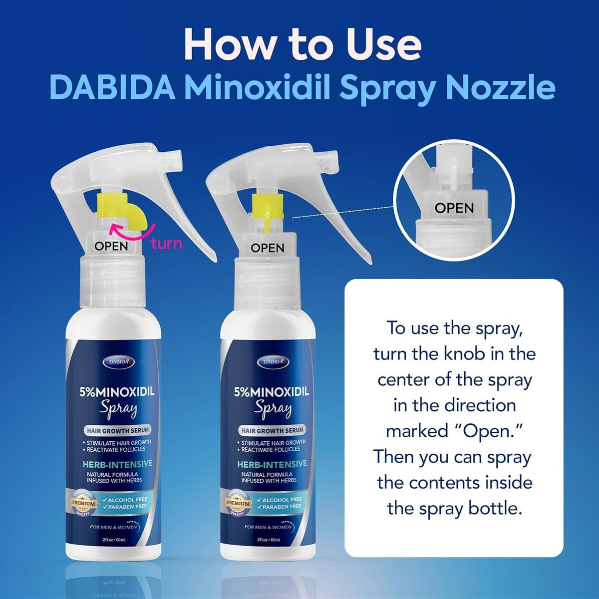 Dabida 5% Minoxidil Hair Growth Treatment & Beard Spray, 60ml