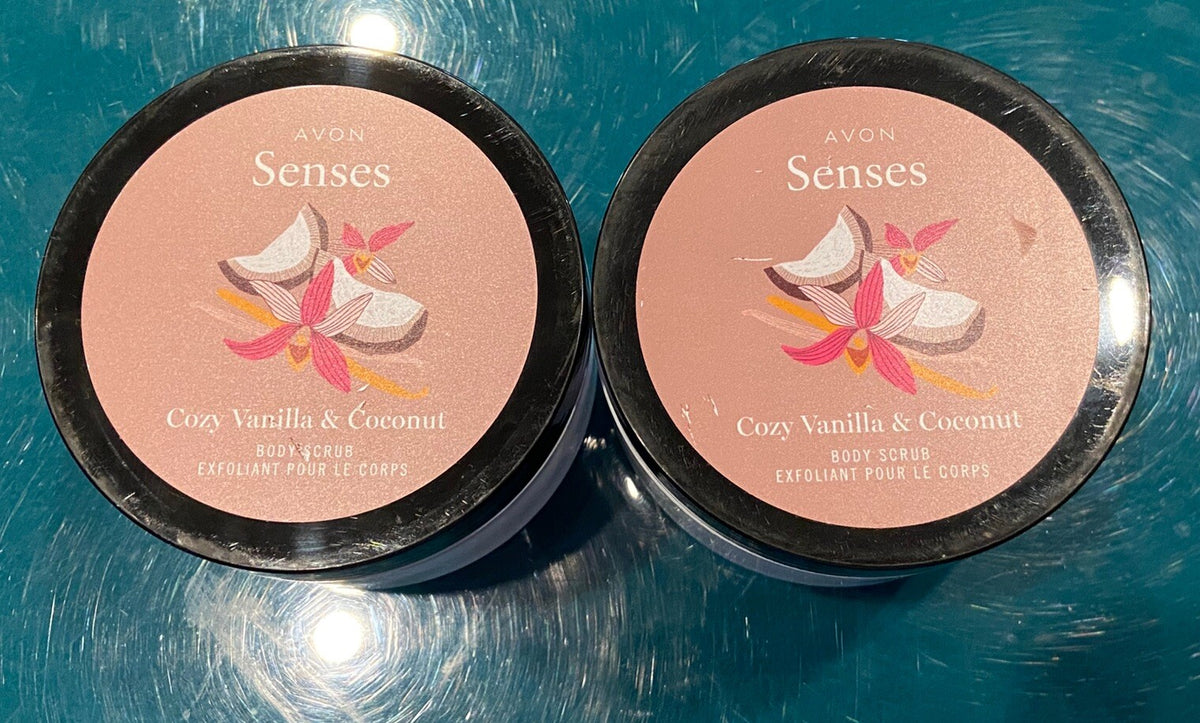 TWO-AVON Senses Cozy Vanilla and Coconut Body Scrub Exfoliant - 9 oz.