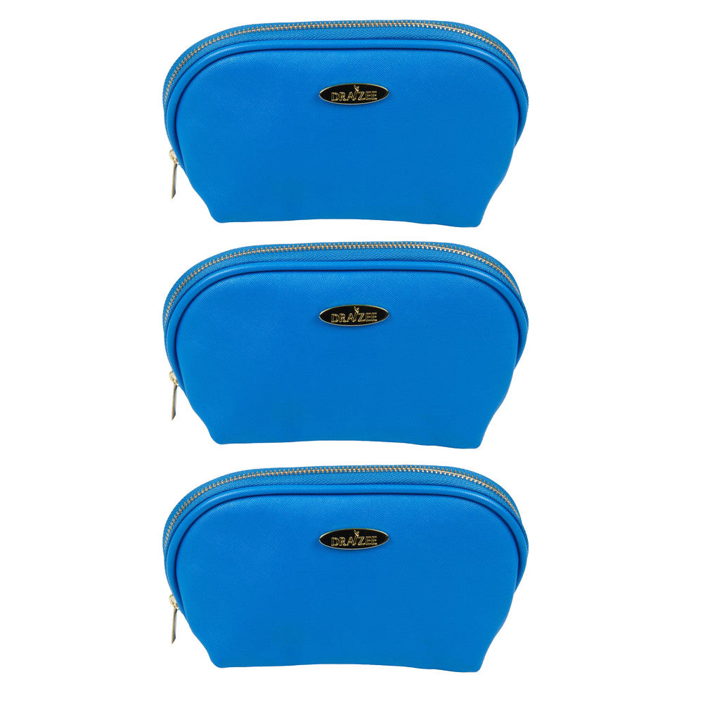 Deep Blue PU Leather Cosmetic Travel Organizer Bag Set (3 Pack)