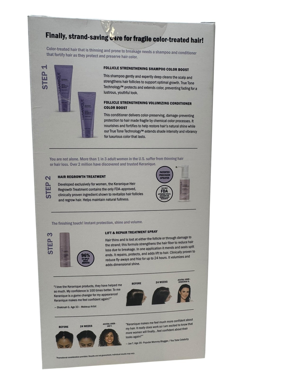Keranique Color Boost Hair Regrowth System - Complete Hair Care Kit