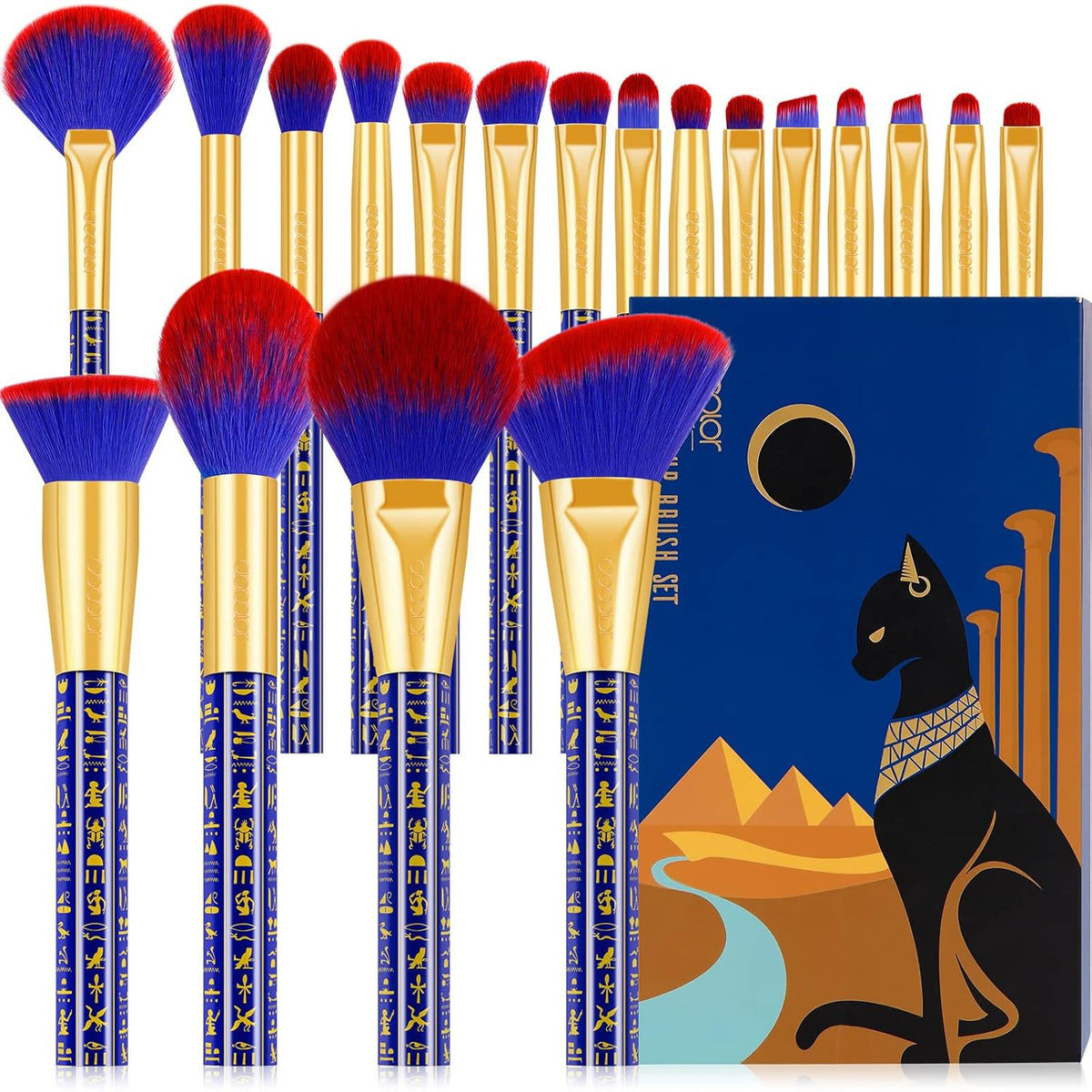 19-Piece Makeup Brush Set with Synthetic Kabuki Foundation and Eye Brushes