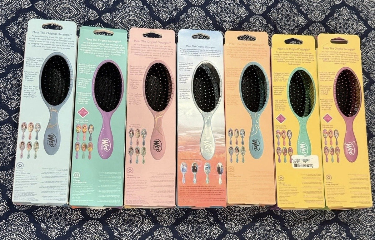 Disney Princess Wet Brush Set - Ariel, Belle, Jasmine, Cinderella, Tiana, Moana, Frozen