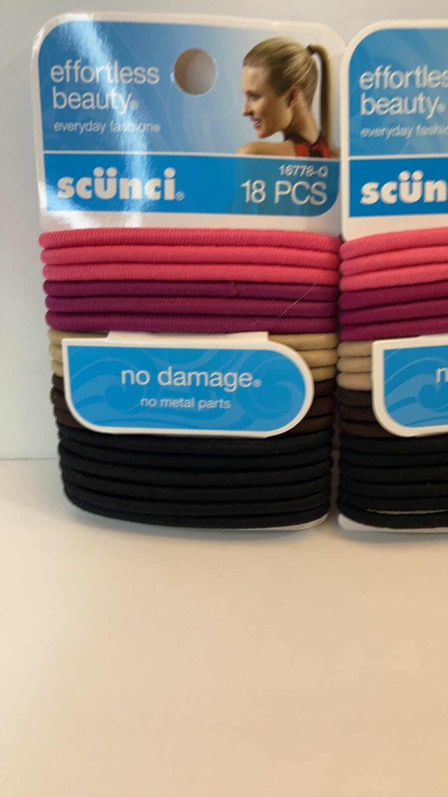 Scunci Hair Ties Ponytail Elastics No Metal Pink Tan Brown Black 3