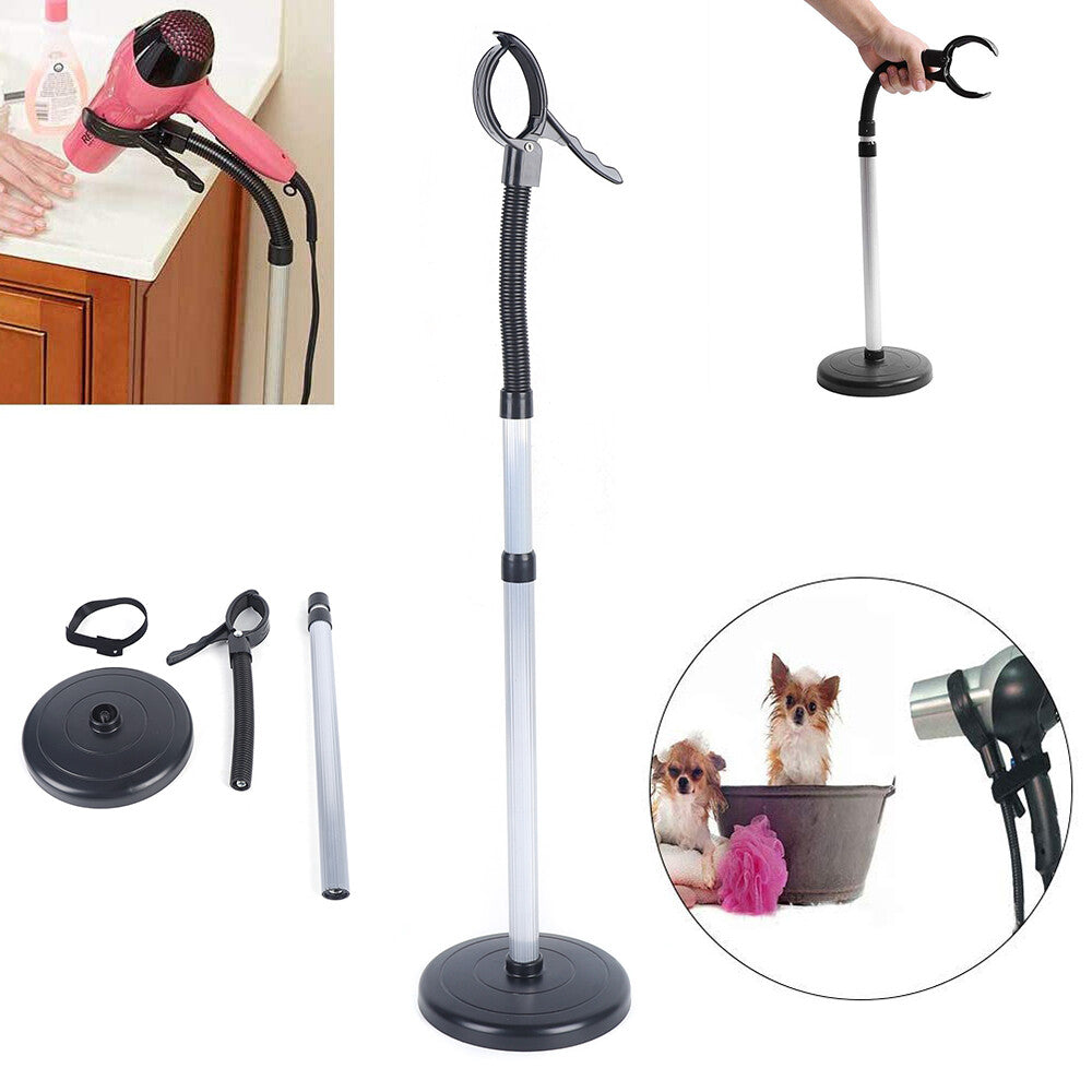 Pet Hair Dryer Holder Stand 360° Rotatable Support for Dog and Cat Grooming