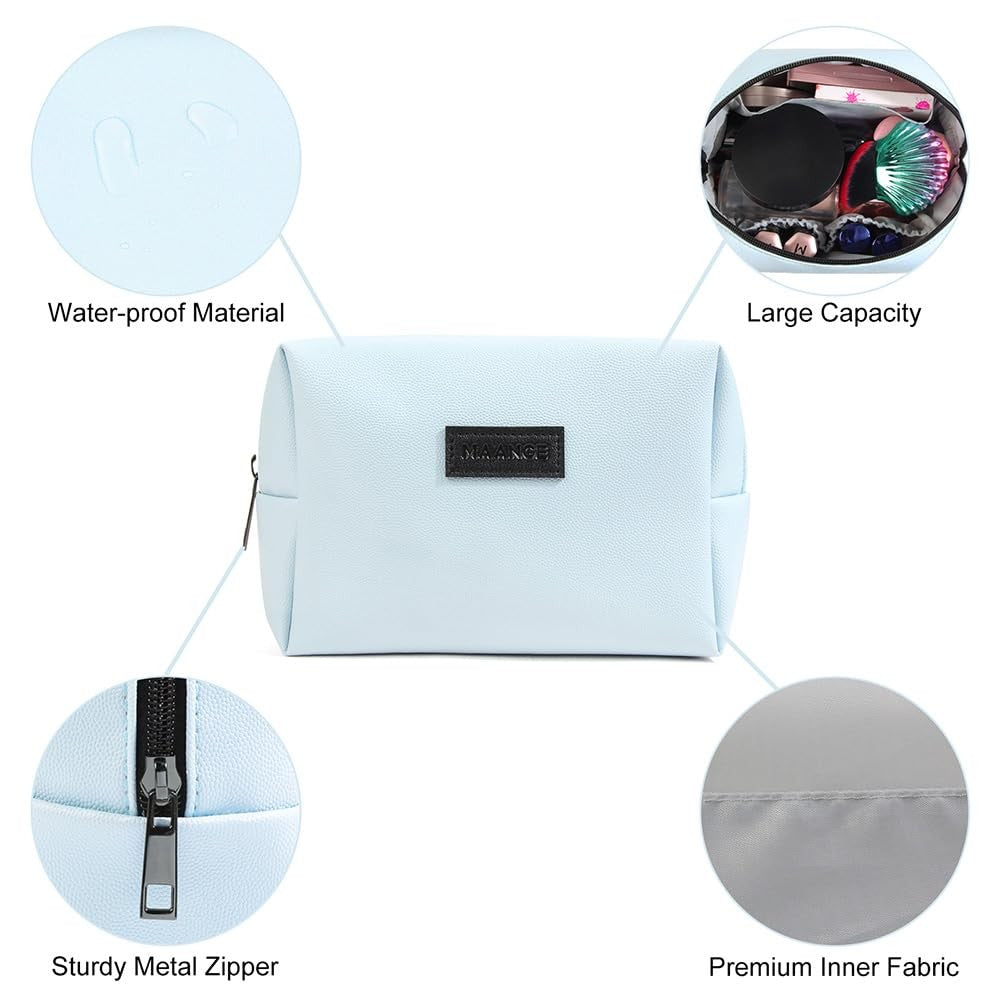 Small PU Leather Makeup Bag with Zipper Portable Cosmetic Pouch for Women