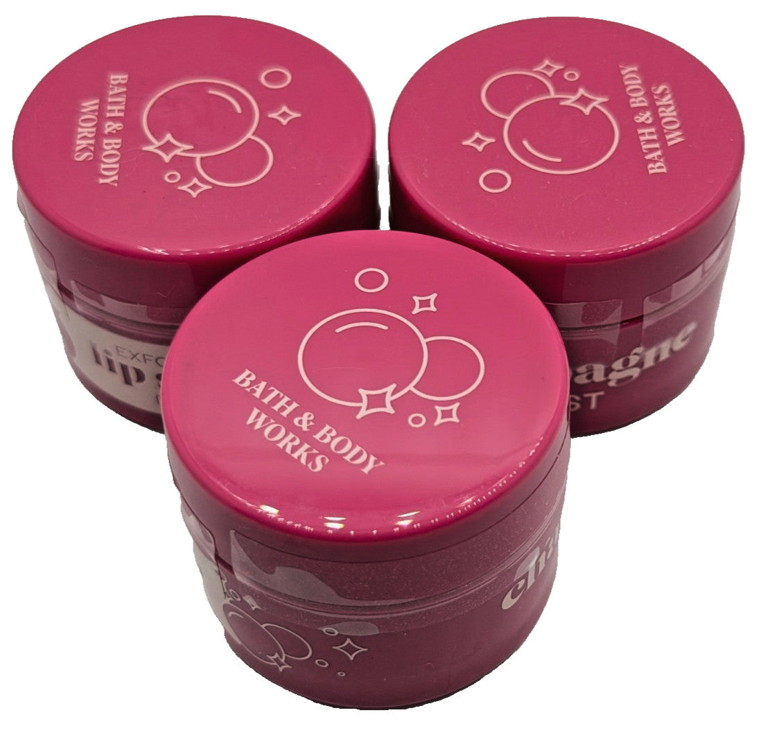 Set of 3 Lip Scrubs - Champagne Toast Exfoliating Lip Treatment 0.5 oz