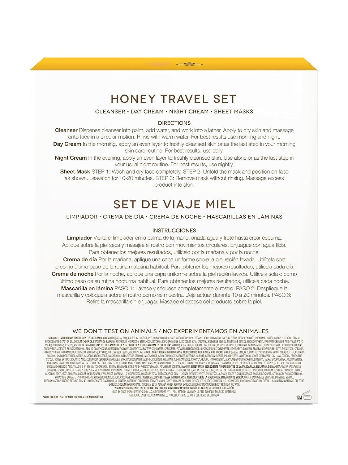 Earth to Skin Honey Travel Skincare Set Luxurious Clean Formula New