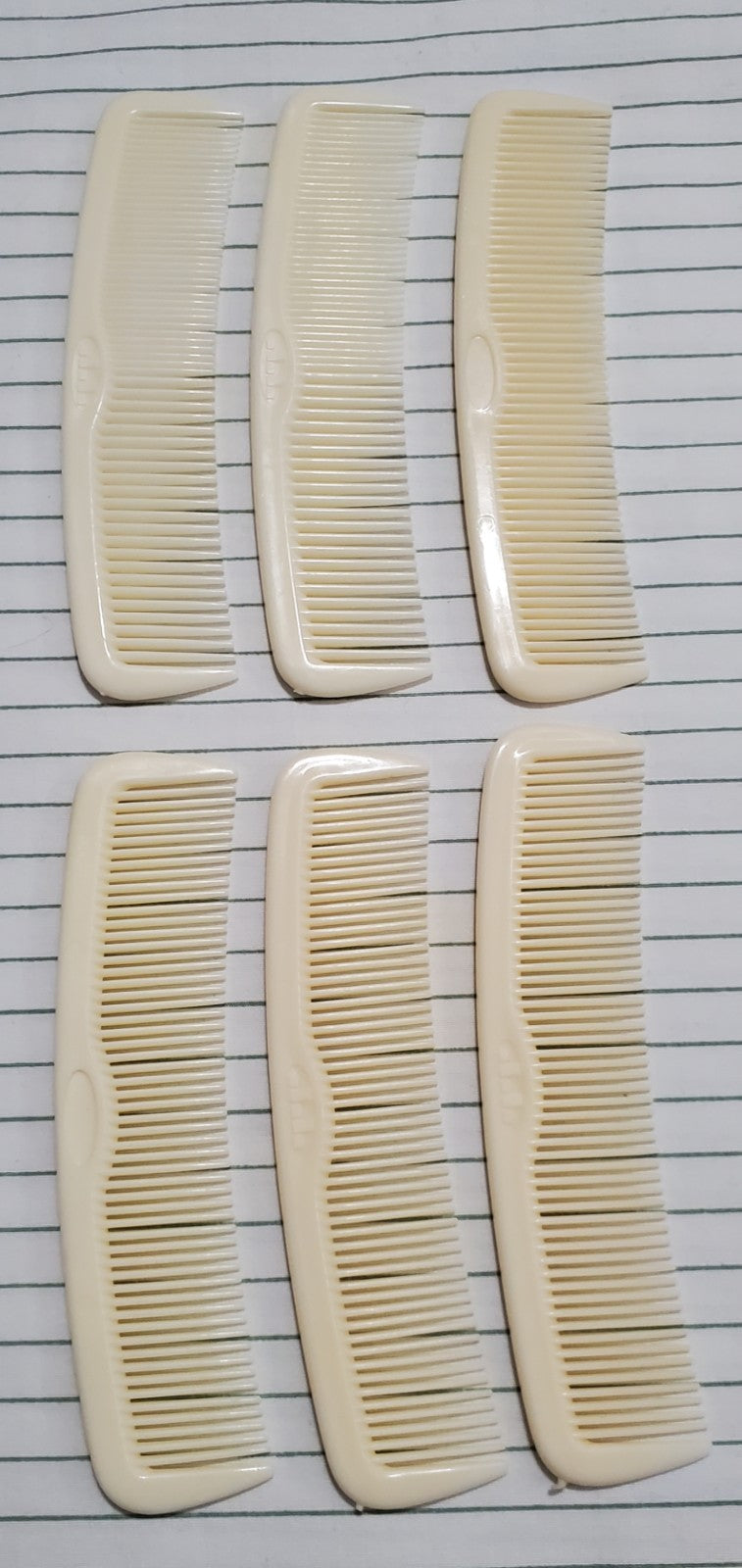 Vintage Tip Top Unbreakable Hair Combs Set - 6 Beige 5-Inch Collectible