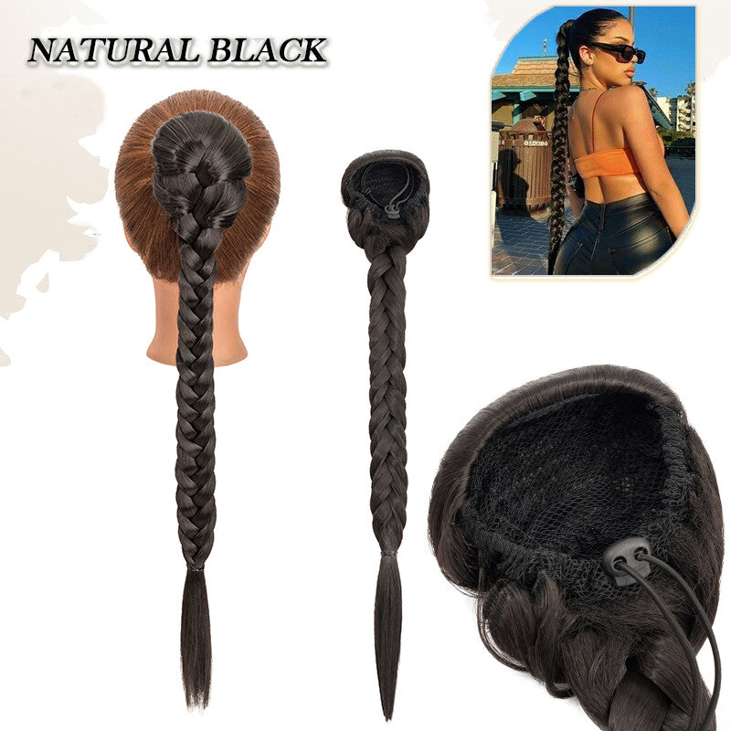 Drawstring Ponytail Hair Extension with Layered Wavy Texture - Thick & Natural-Looking