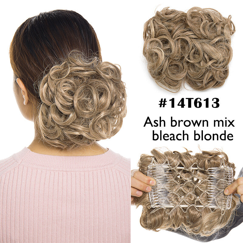 Large Curly Clip-In Hair Bun Extension for Thick Updos - Multiple Colors