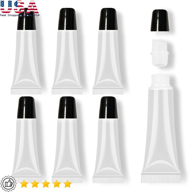 6Pcs Clear Lip Gloss Tubes Set - Empty Refillable Squeeze Containers, 10ml