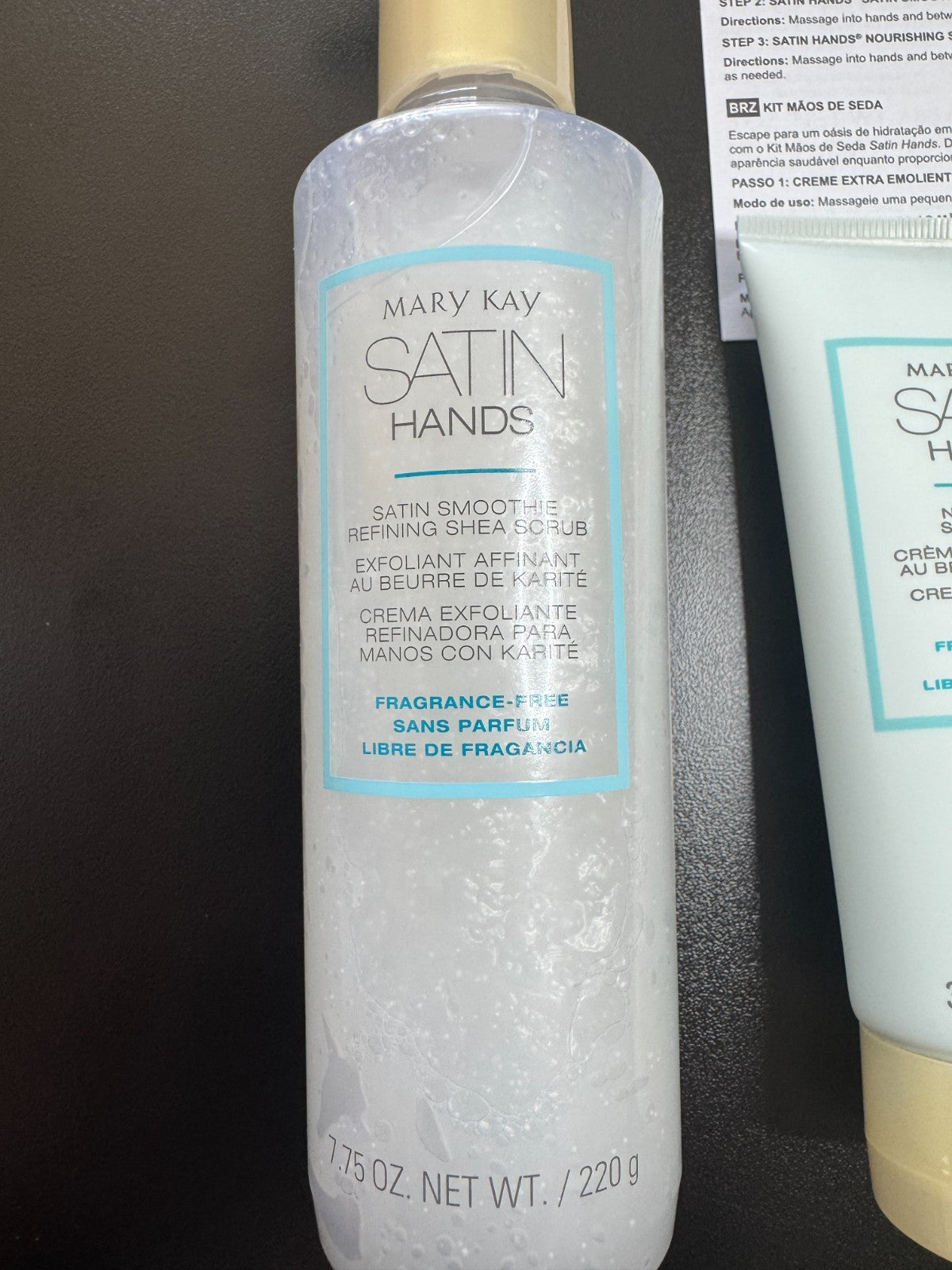 Mary Kay Satin Hands Pampering Set - Softener, Shea Scrub & Hand Cream
