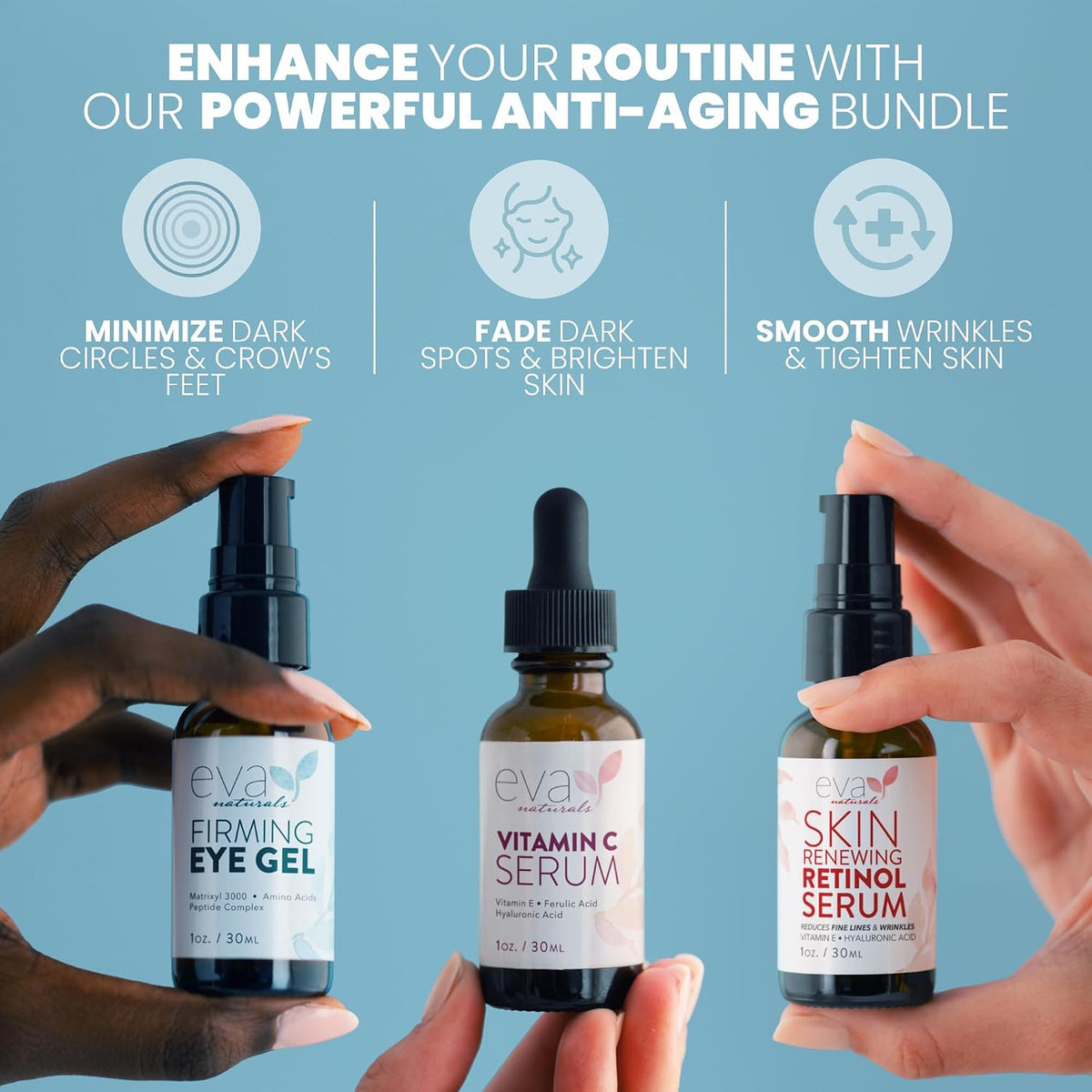 Vitamin C Retinol Eye Gel Serum Set for Dark Circles & Firming