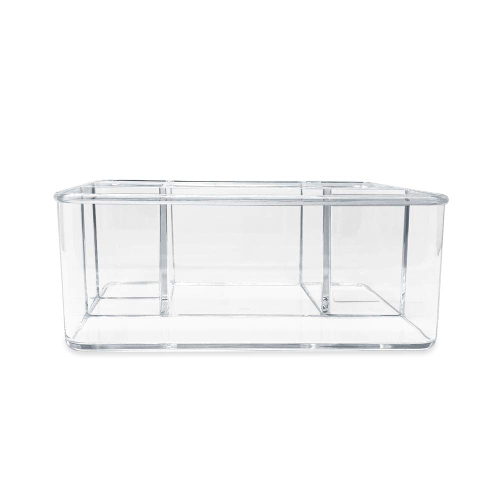 Clear Acrylic Makeup Brush Holder Organizer with 5 Compartments - 10x7x4 Inches