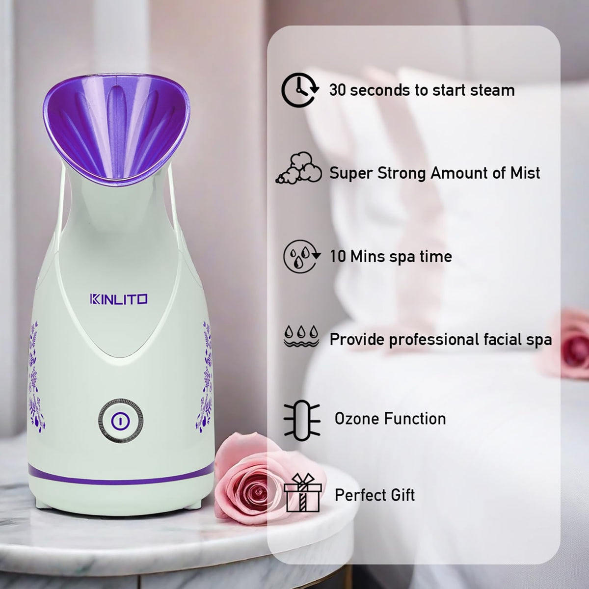 Nano Ionic Facial Steamer with Purple Finish - Skin Hydration & Pore Purification