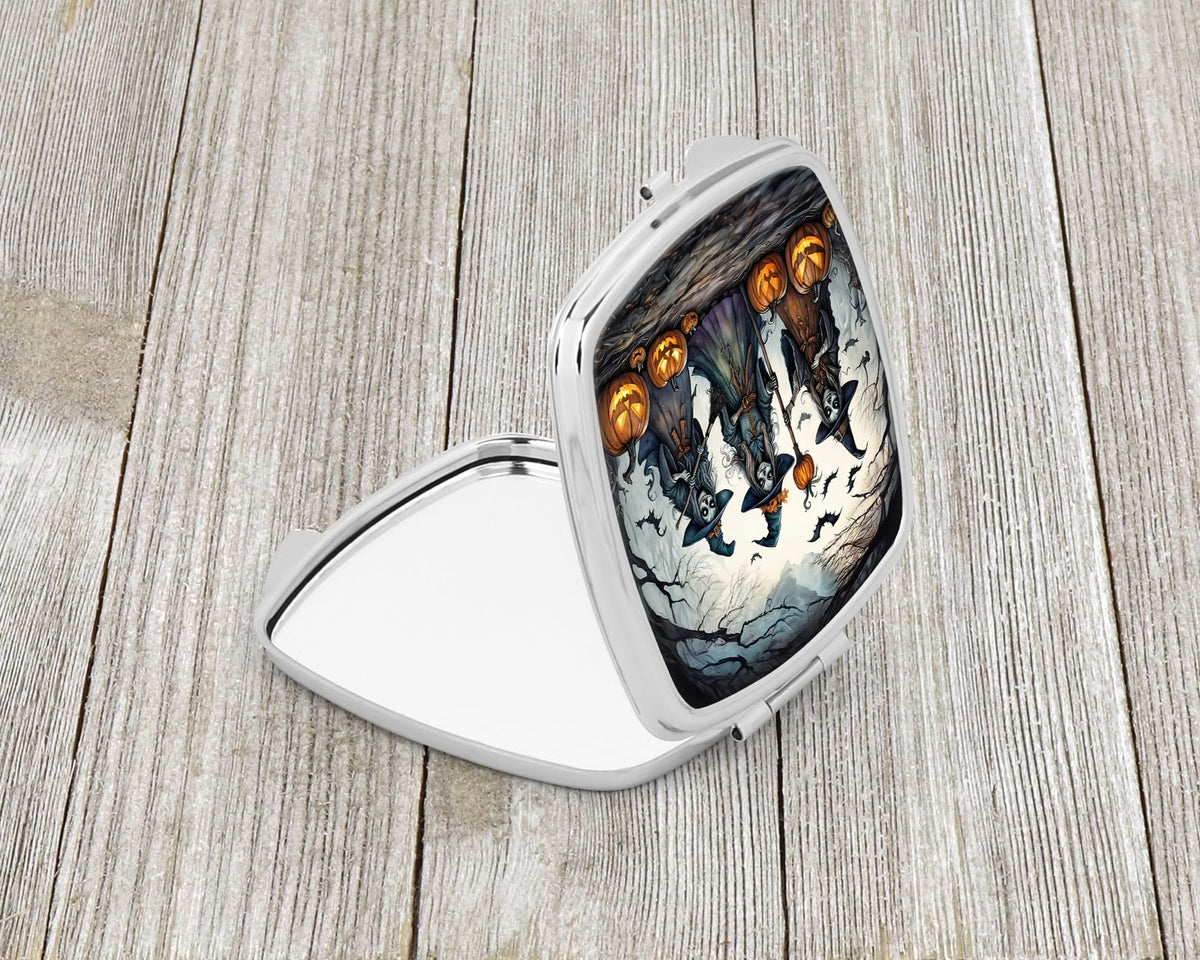 Halloween Witches Compact Travel Mirror - Spooky Decorative Makeup Mirror