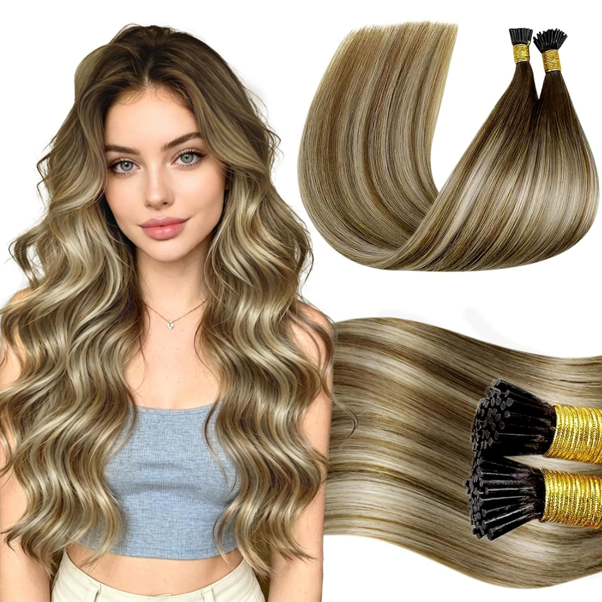 Human Hair Extensions Cool Brown Balayage 14 Inch 40g - Natural Look