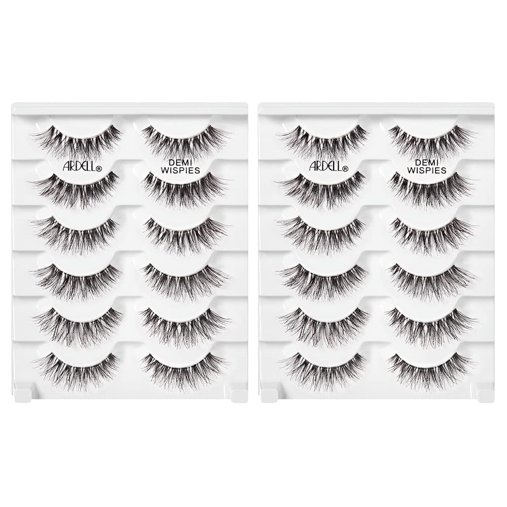 False Eyelashes Wispy Strip 12 Pairs Multipack - Medium Volume & Flared Style