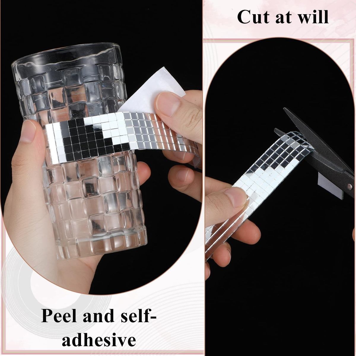 Self-Adhesive Disco Mirror Tiles 5x5mm - Silver Square Mosaic for DIY Crafts & Decor
