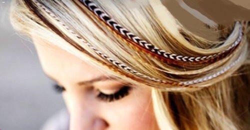 Natural Beige & Brown Feather Hair Extensions - 9-12 Inch, Salon Quality