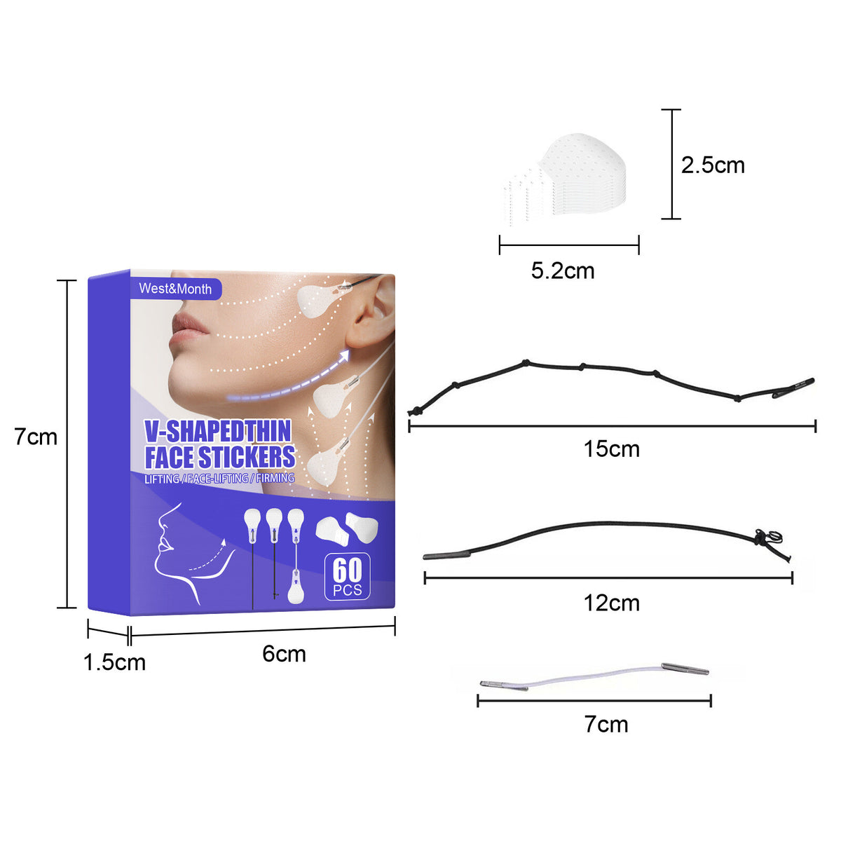 Invisible Face Lift Tape Stickers - V-Line Chin & Wrinkle Remover, Pack of 60 or 120 pcs