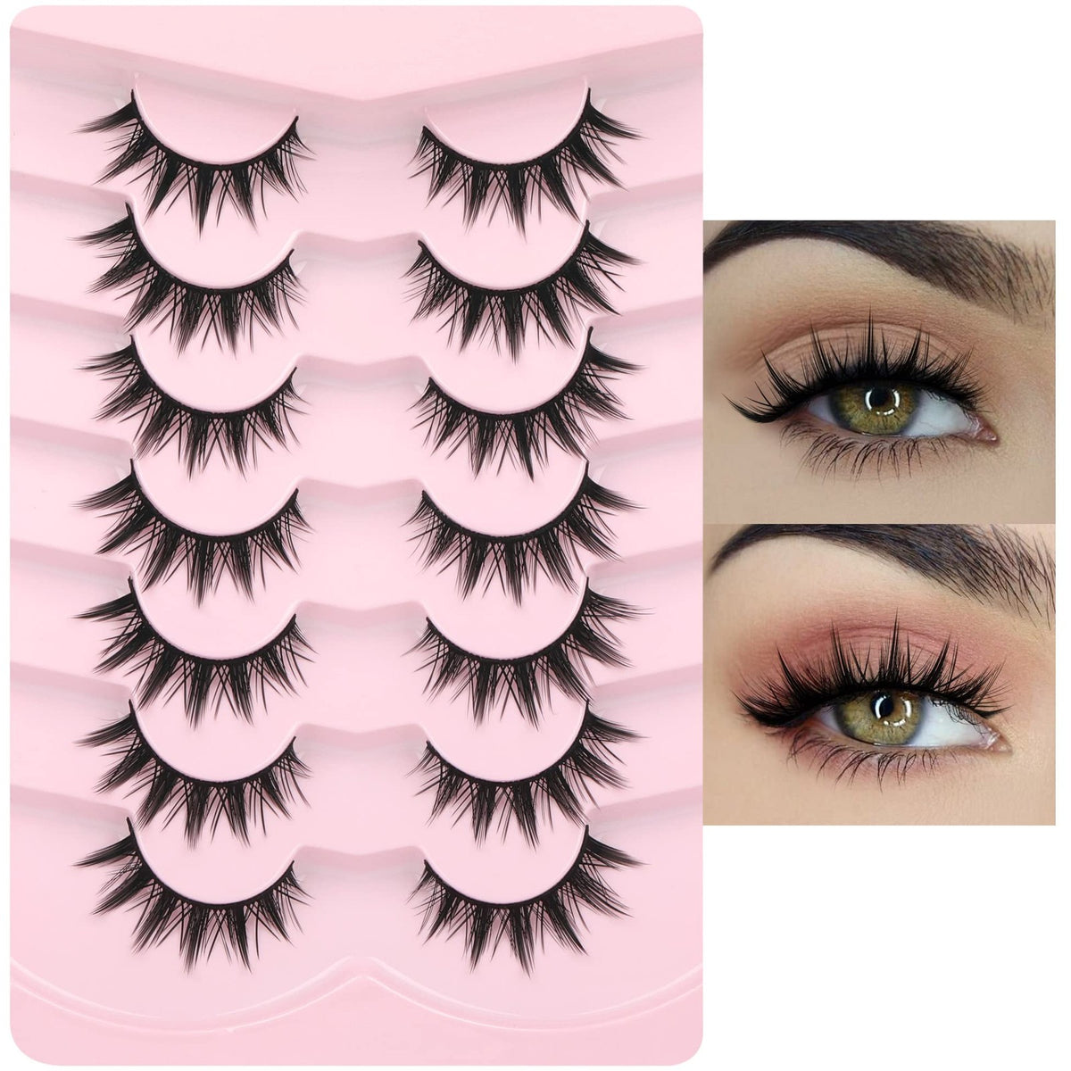 False Eyelashes Doll Dramatic Pink - Reusable Manga Anime Lashes