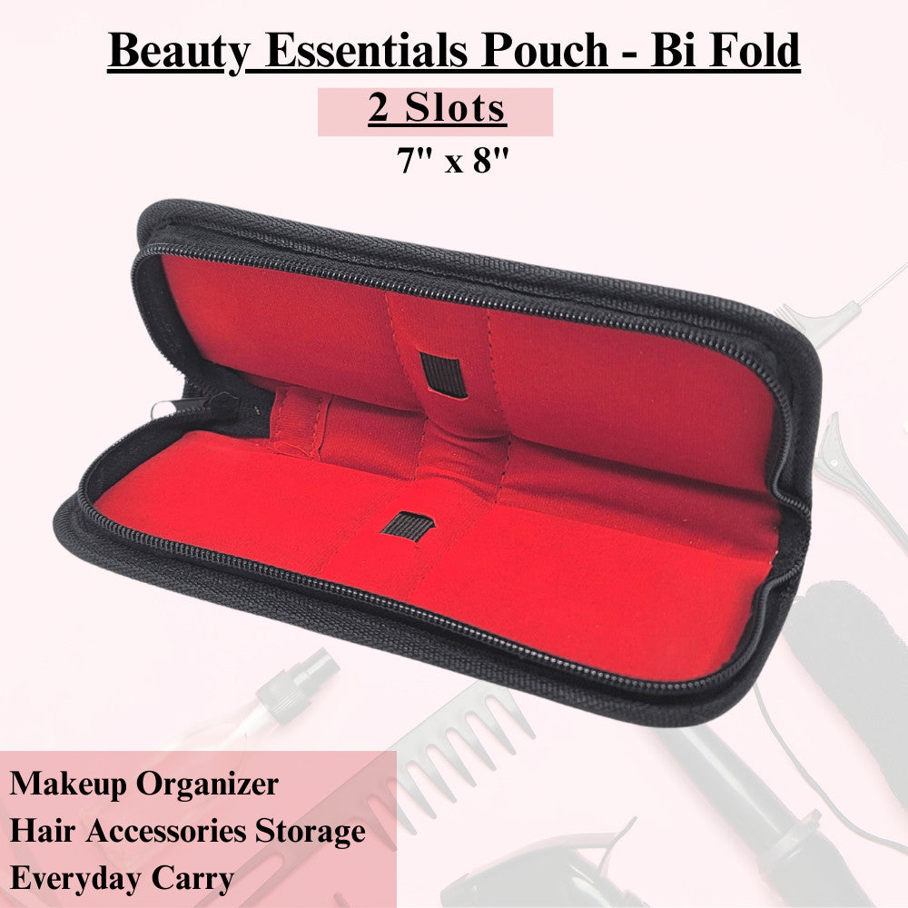 Portable Makeup & Beauty Organizer Pouch with 2 Slots - Waterproof Zipper Case
