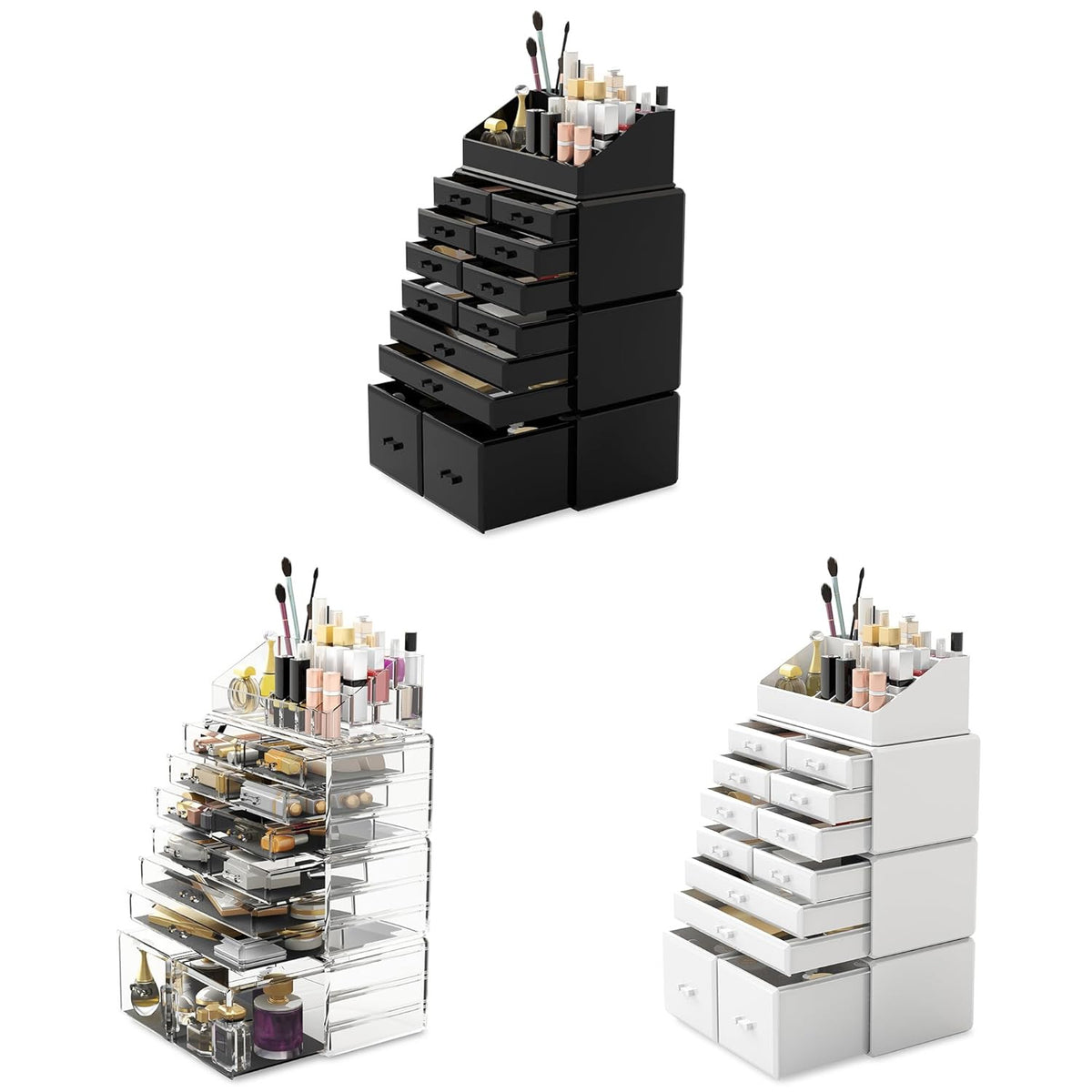 Makeup Organizer with 12 Drawers, Stackable Cosmetic Storage Case