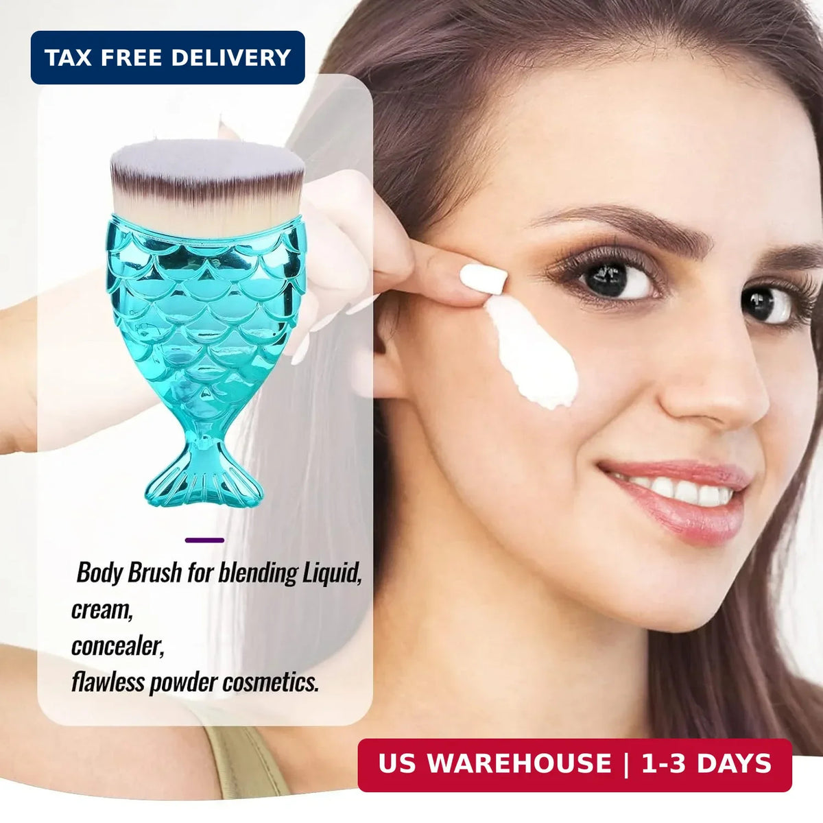 Kids Sunscreen Brush - Soft Face Kabuki Applicator with Fish Design