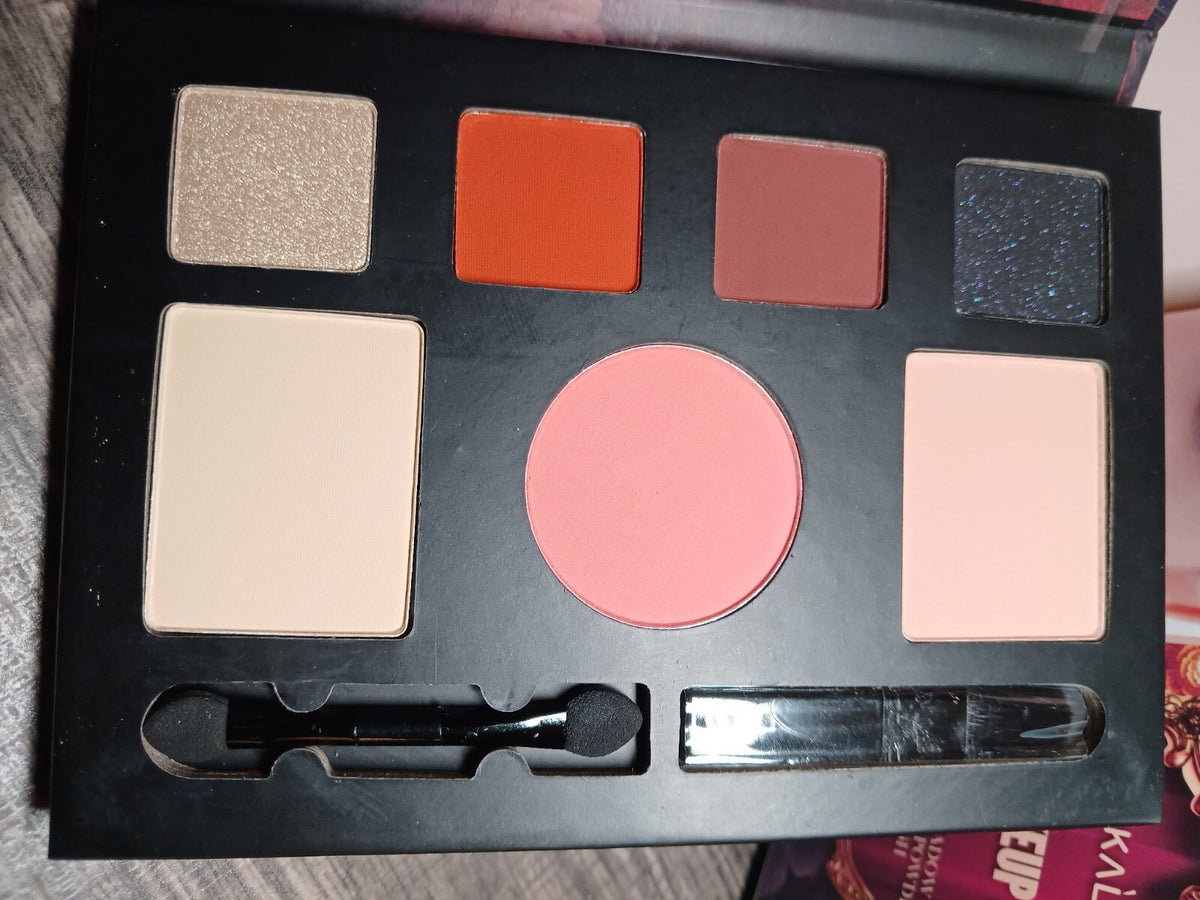Okalan Makeup Set with Eyeshadow, Blush & Powder - 4 Color Palette
