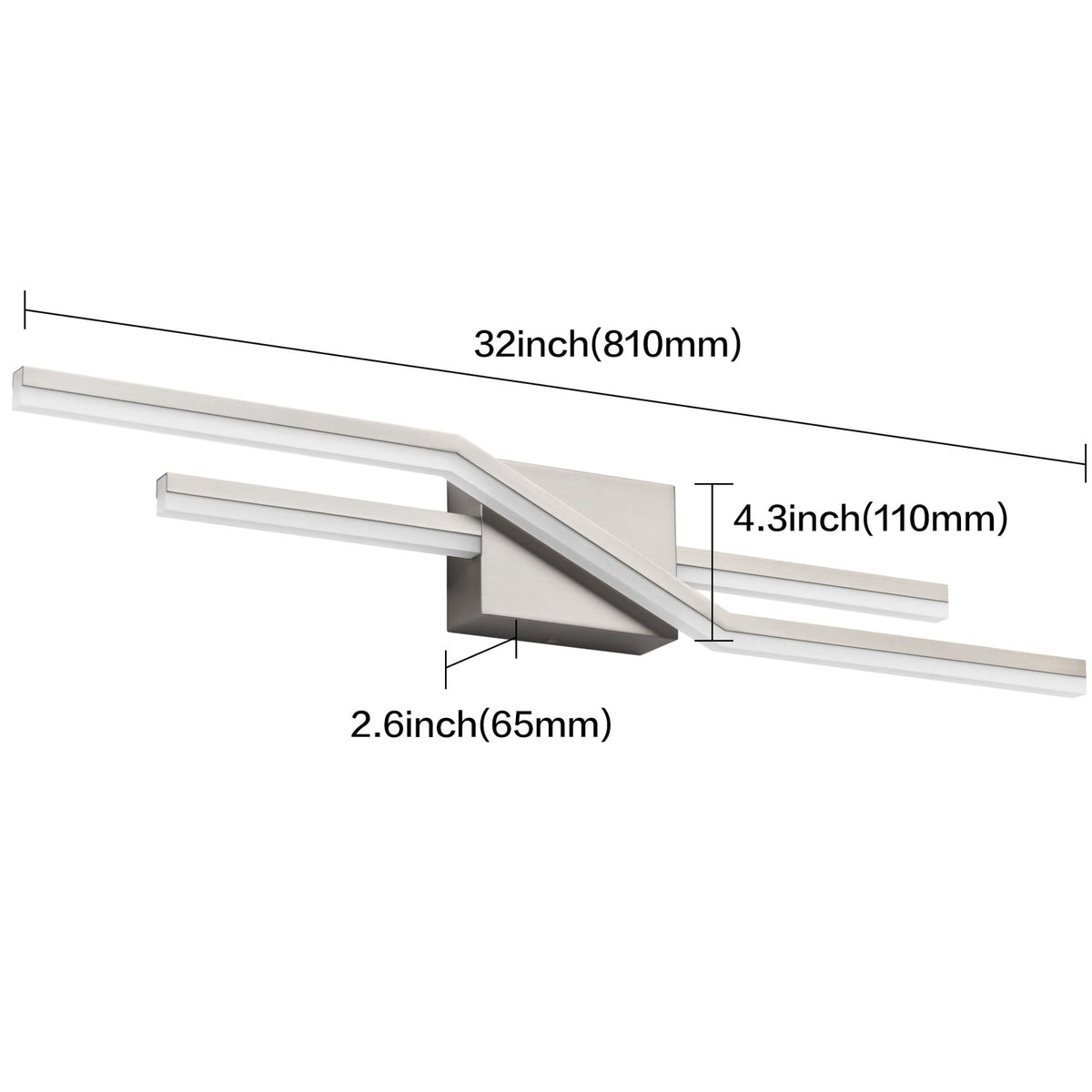 32 Inch Dimmable Bathroom Vanity Light Fixture in Brushed Nickel