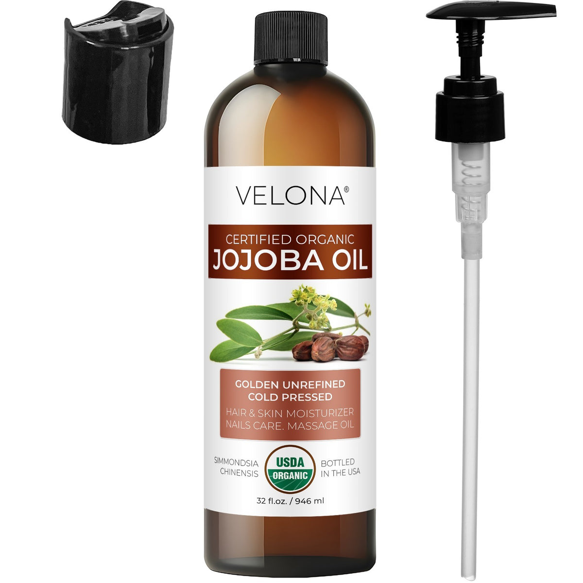 Organic Jojoba Oil - Cold Pressed, USDA Certified 32oz Natural Skin & Hair Care
