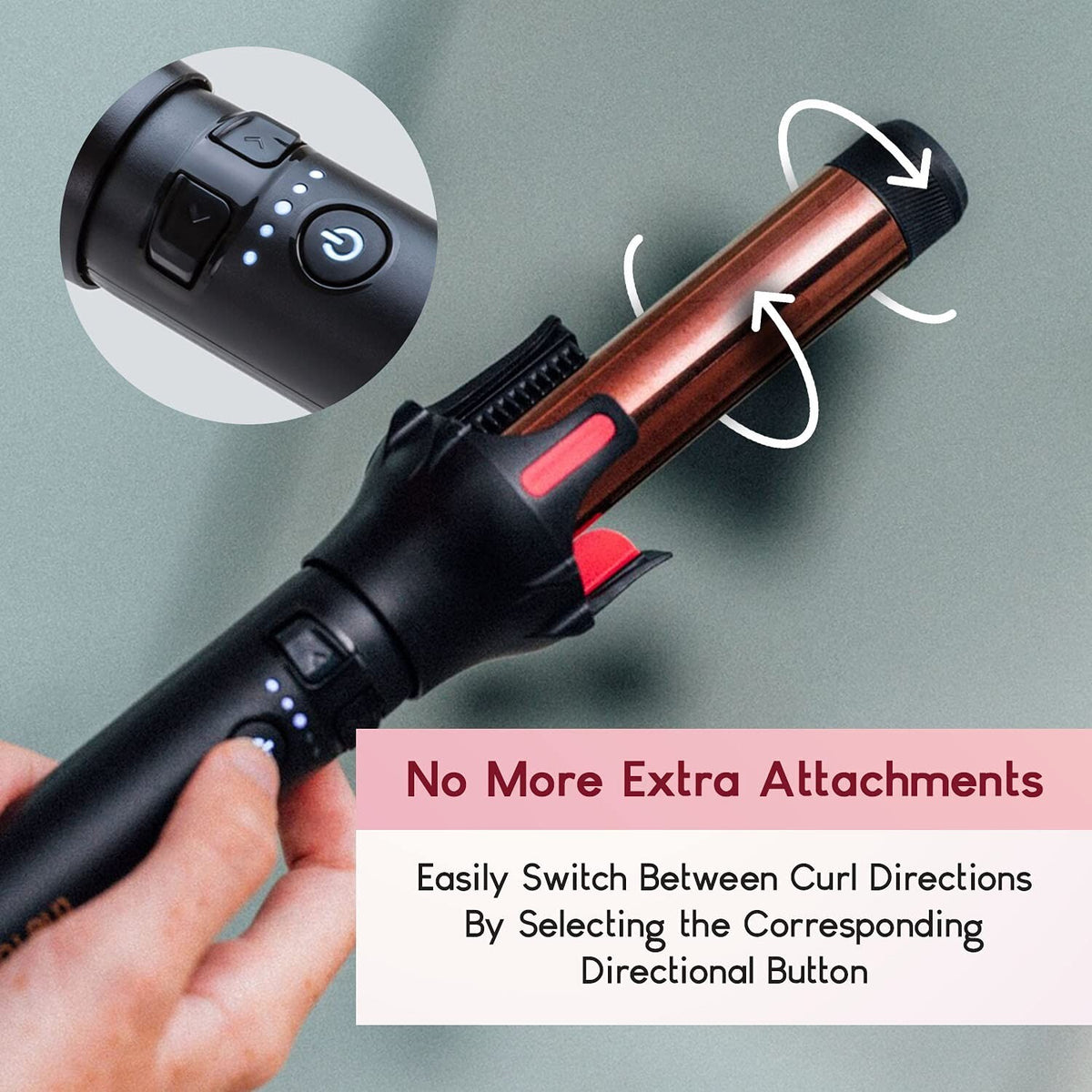 Automatic 1 Inch Curling Iron Wand with Tangle-Free Spin & Quick Heat