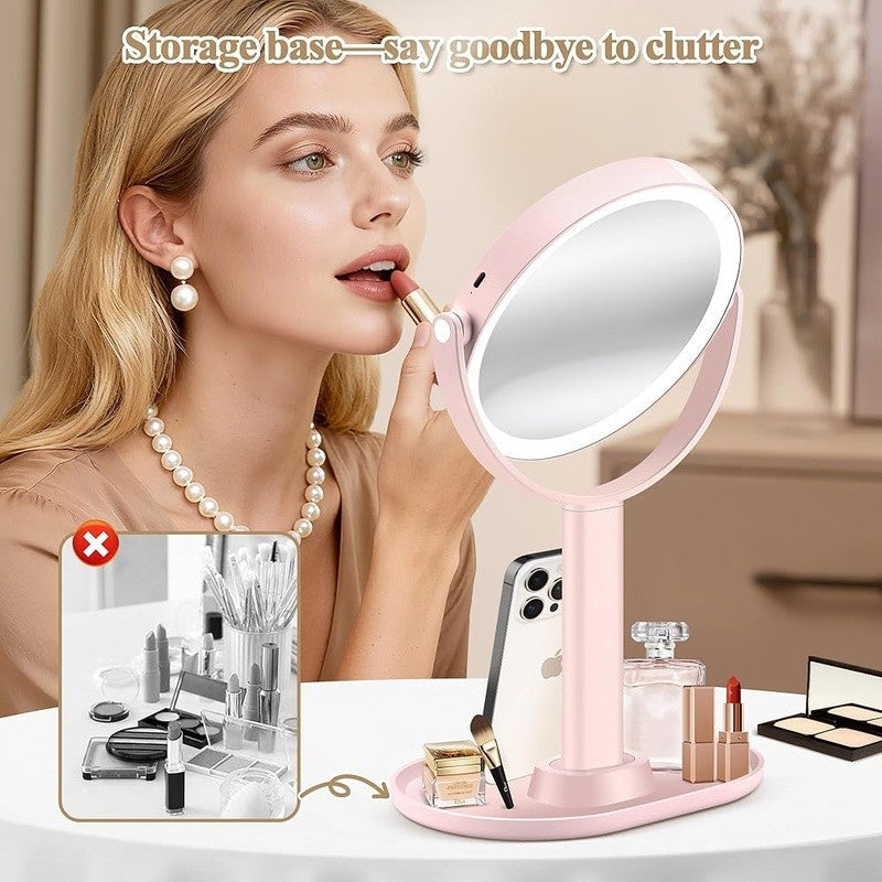 Lighted Makeup Mirror with 30X Magnification and Adjustable Brightness - 360° Rotation