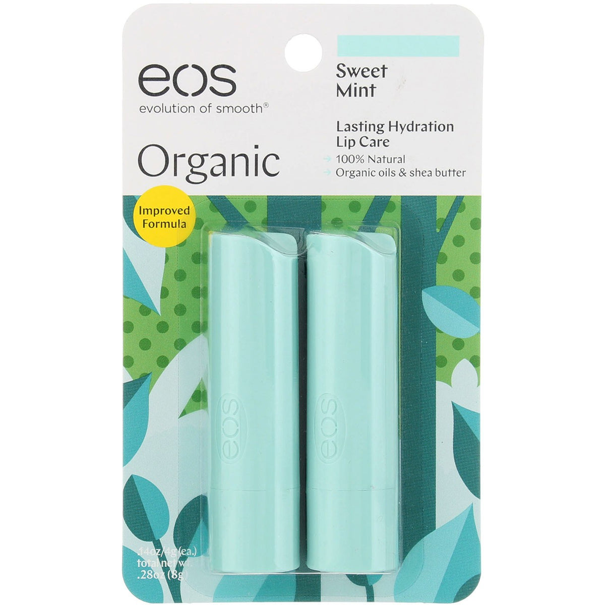 Organic Lip Balm Stick Pack - Sweet Mint, Hydrating & Natural, 3 Pack