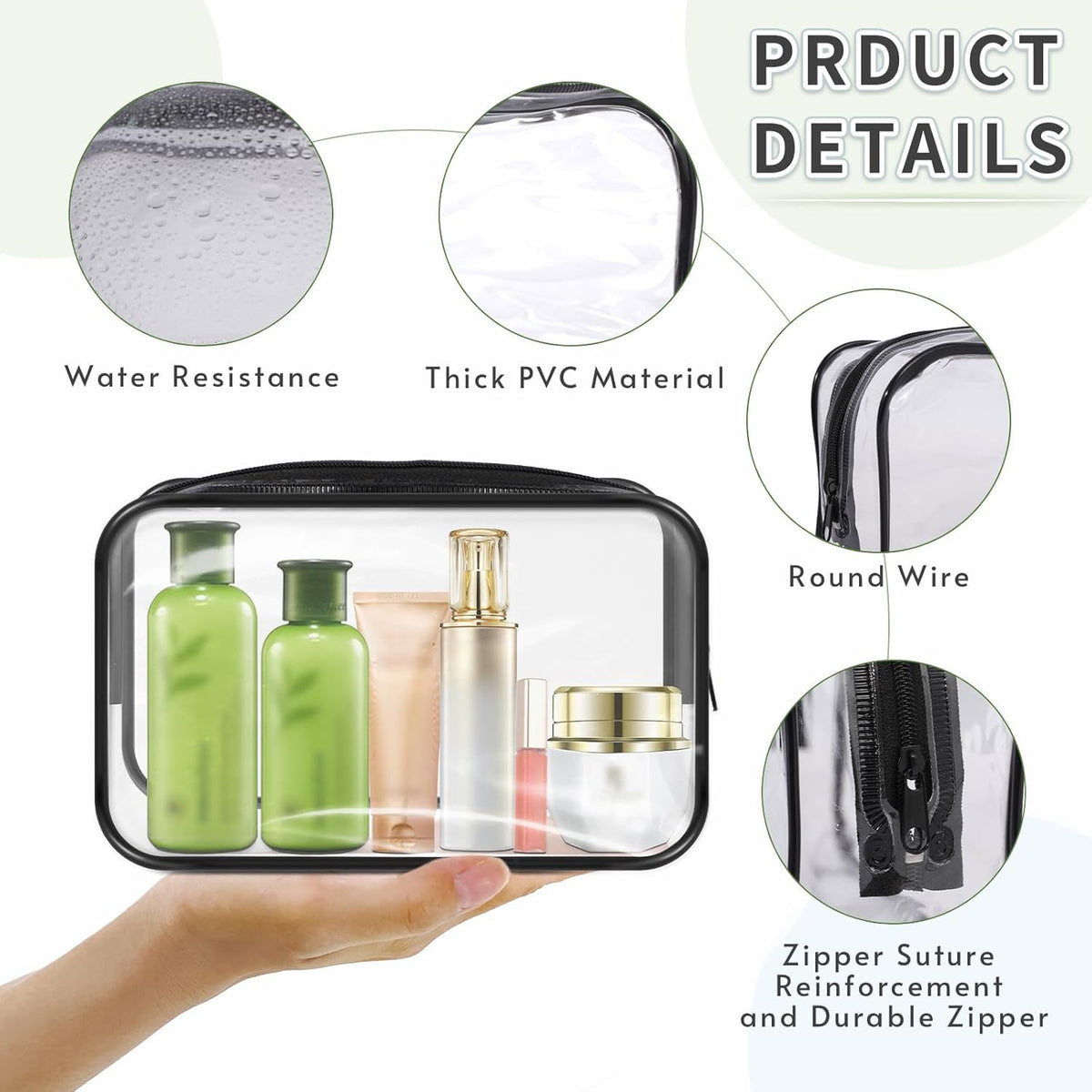 16 Pack Clear TSA Approved Travel Toiletry Bags Waterproof Organizer