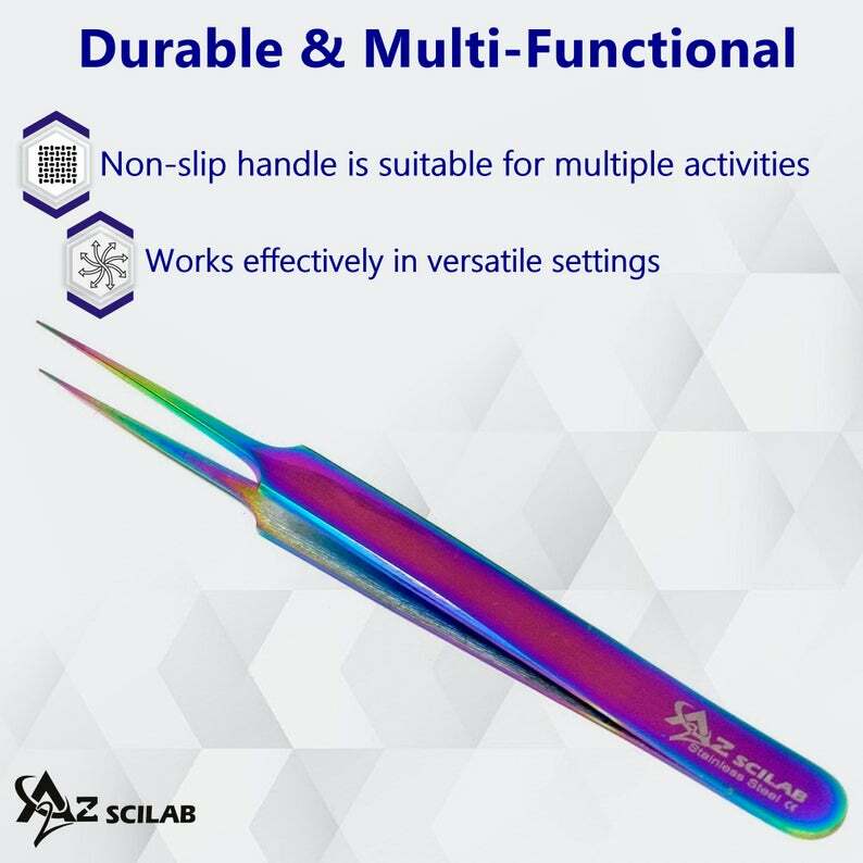 Eyelash Extension Tweezers - Rainbow Color Stainless Steel Precision Tool