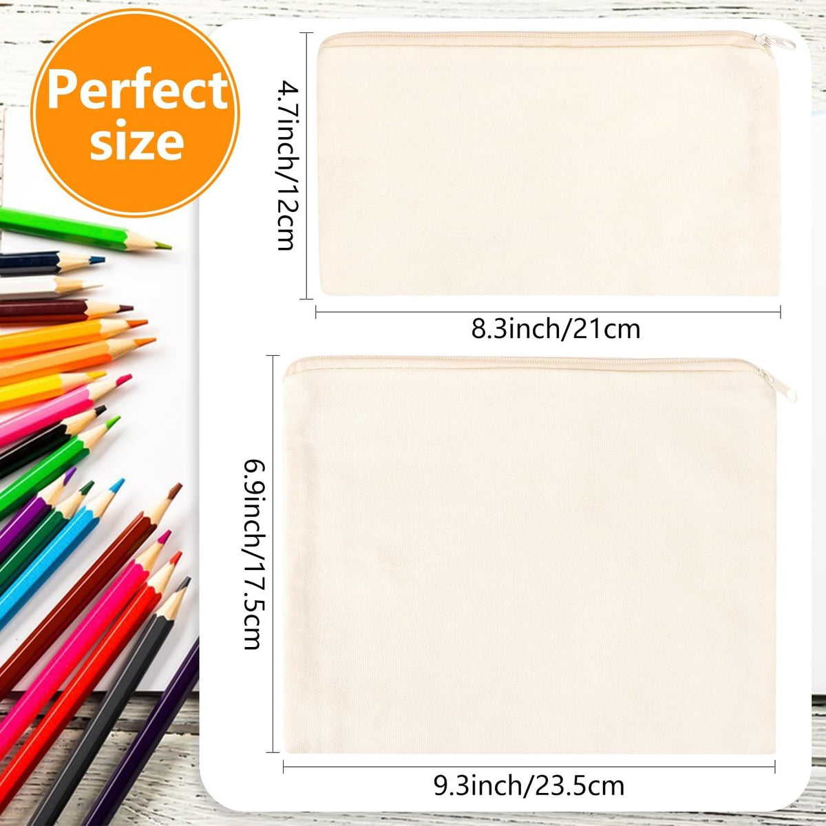 8PCS Canvas Cosmetic Bags Set - DIY Craft & Multipurpose Makeup Pouches