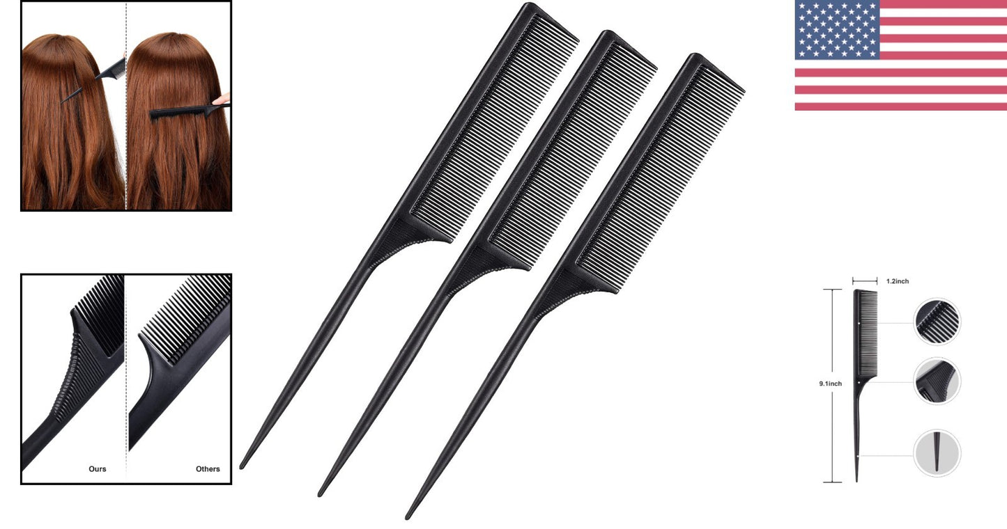 Anti-Static Carbon Fiber Hair Combs Set for Volume & Styling - 3 Pieces