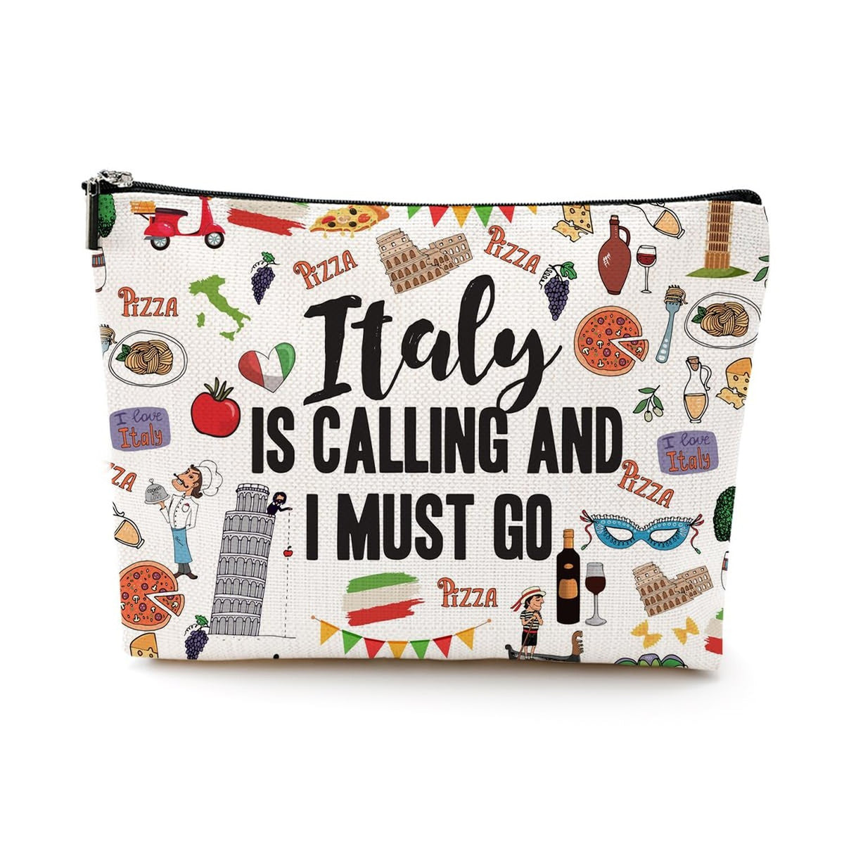 Italy Travel Cosmetic Bag - Gift for Italy Lovers & Women