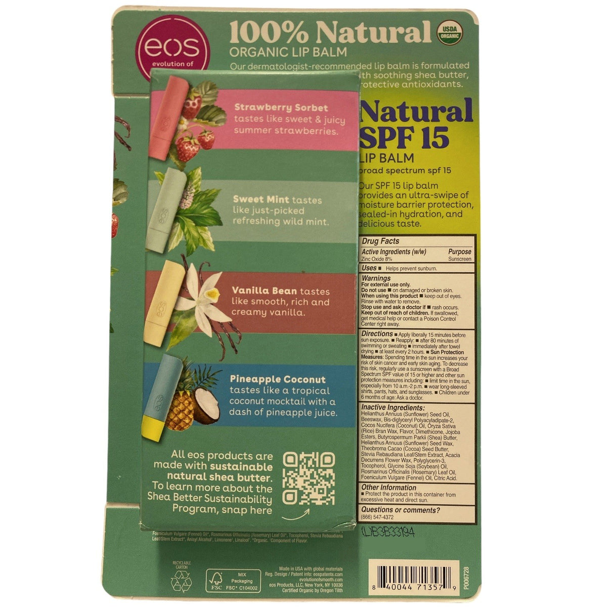 Natural Shea Lip Balm Variety Pack for Sensitive Skin - 8 Pack, 0.14oz