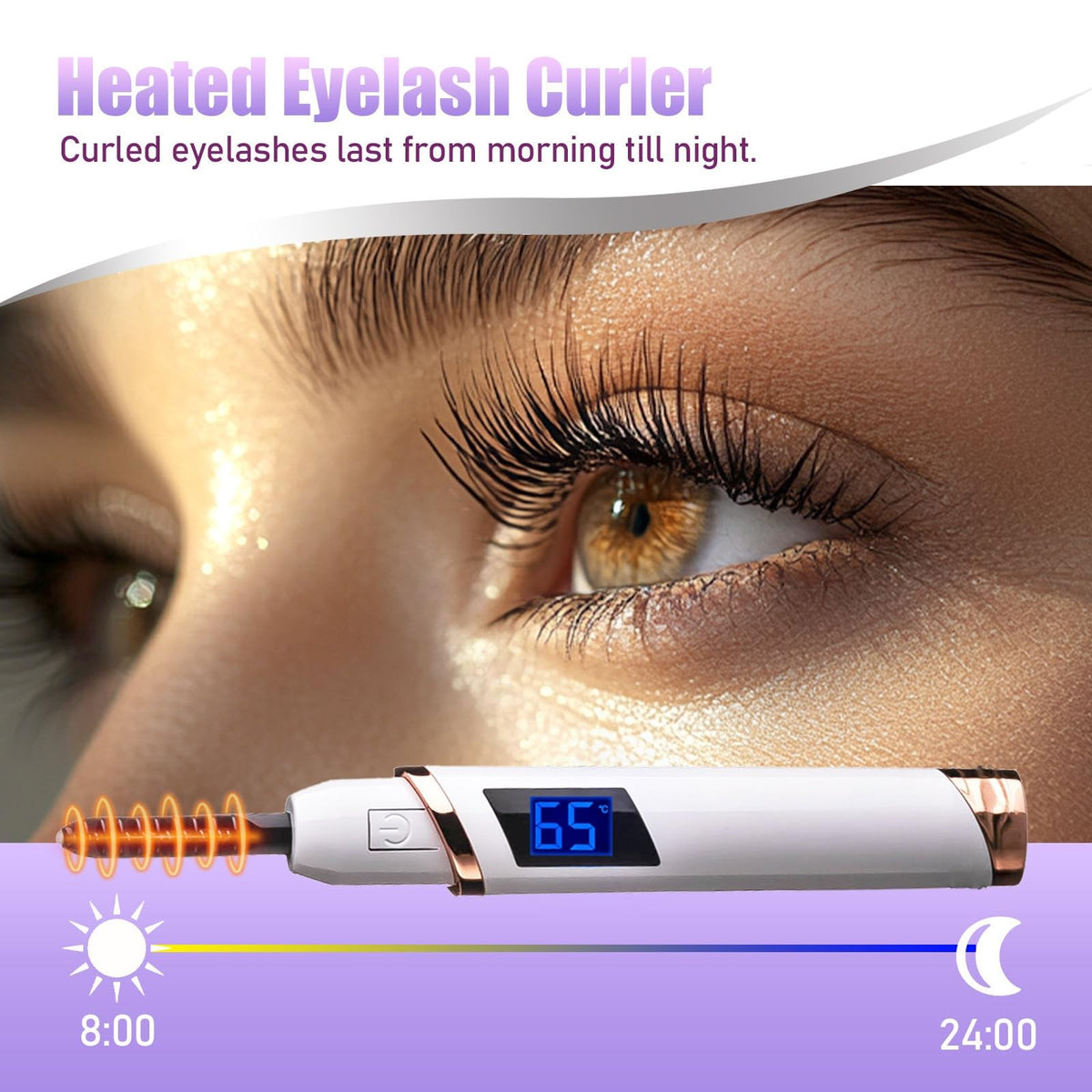 Rechargeable Heated Eyelash Curler with 4 Temperature Settings - Long Lasting Curling Tool