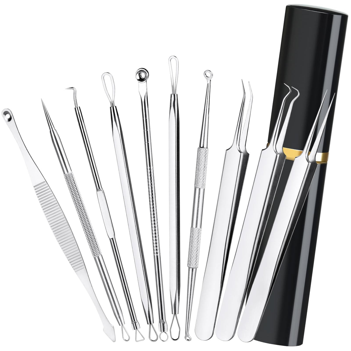 Professional Blackhead Remover Tool Kit - 10 Pcs Skin Care Extractors