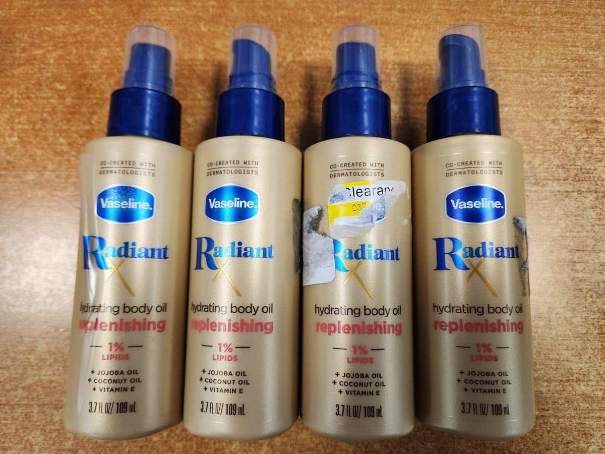 Vaseline Radiant X Replenishing Hydrating Body Oil, 3.7 oz (4-Pack)