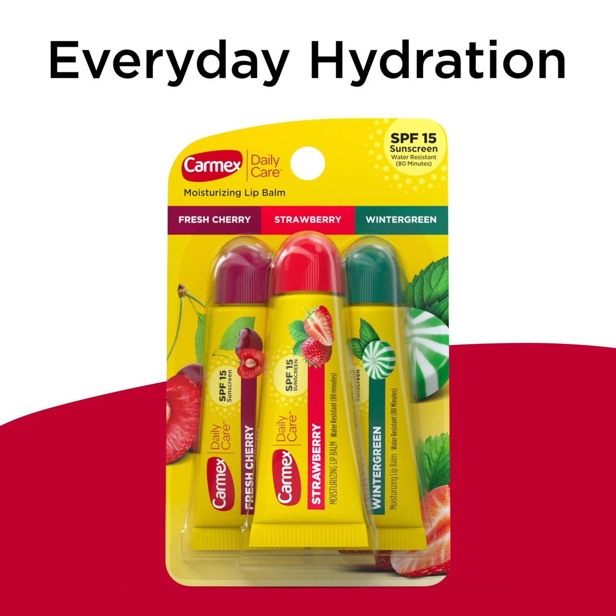 Moisturizing Lip Balm Pack with SPF 15 - Cherry, Strawberry & Wintergreen