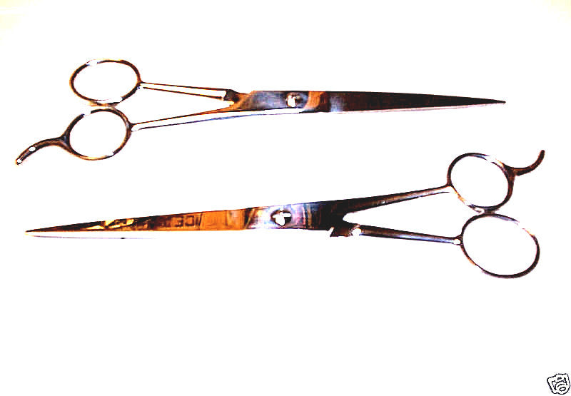 2 ICE TEMPERED 7-1/2" BARBER SCISSORS SHEARS STAINLESS