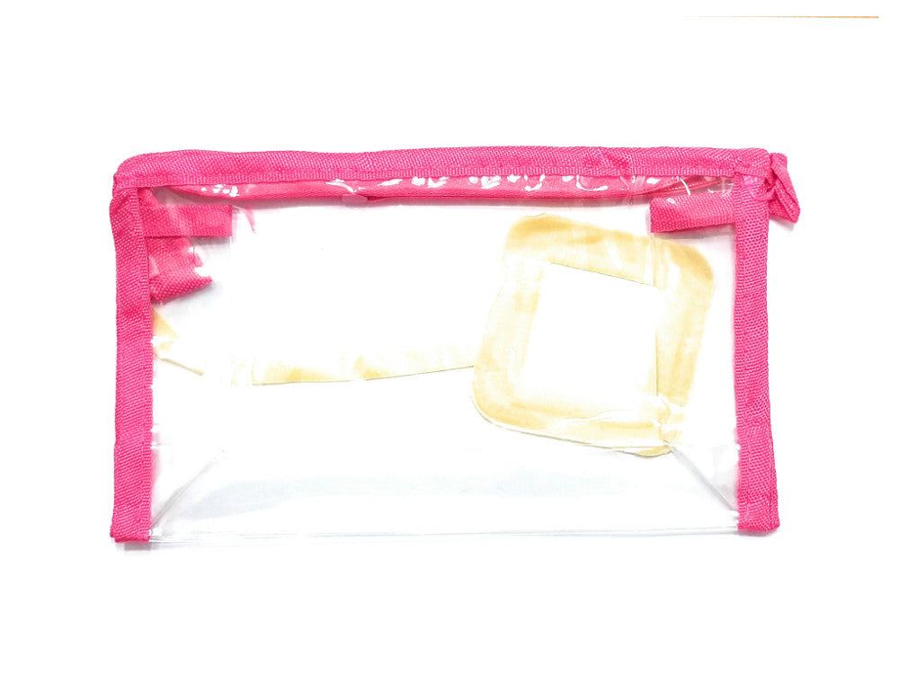 See-Through Zipper Cosmetic Bag with Mirror and Colored Trim - 4.5 x 7.75 in